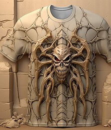 お買い得  -グラフィック クモ 日常 デザイナー レトリ／ヴィンテージ 男性用 3Dプリント Tシャツ スポーツ・アウトドア 祝日 お出かけ Halloween Tシャツ ダークブラウン イエロー ライトブラウン 半袖 クルーネック シャツ 春夏 衣類 S M L XL 2XL 3XL 4XL