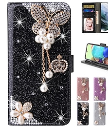 cheap -Phone Case For iPhone 15 Pro Max Plus iPhone 14 13 12 11 Pro Max X XR XS 8 7 Plus Wallet Case Flip Cover with Stand Holder Magnetic Shockproof Rhinestone PU Leather