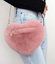 economico -borse delle signore sacchetto di san valentino delle donne borsa a forma di cuore borsa a tracolla borsa per cellulare borsa in pelliccia sintetica festa di san valentino vacanza leggero nero bianco rosa