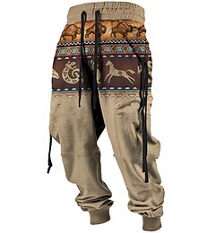 cheap -Tribal Bandana Print Vintage Men's 3D Print Sweatpants Pants Trousers Outdoor Street Casual Daily Polyester Blue Green Khaki S M L Mid Waist Elasticity Pants