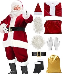 abordables -Papá Noel Disfraces de Santa barba de papa noel sombrero de Santa Hombre Navidad Carnaval Nochebuena Adulto Fiesta y Noche