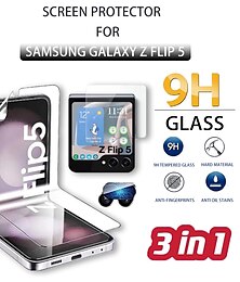 Недорогие -1 набор Защитная пленка Задний протектор экрана Назначение Samsung Galaxy Z Flip 5 Закаленное стекло Гидрогель ТПУ TPU Уровень защиты 9H Анти-пузыри Против отпечатков пальцев HD Ультратонкий