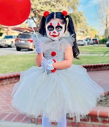 levne -To Klaun Pennywise Karnevalový kostým Šaty Cosplay kostým Sukénka Dětské Dívčí cosplay Strašidelný kostým Výkon Párty Karneval Plesová maškaráda Mardi Gras Jednoduchý karnevalový kostým