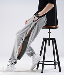 voordelige -mannen scheur weg basketbal broek joggingbroek joggers broek hoge split drukknoop elastische taille effen kleur sport outdoor streetwear casual grijs ma37 zwart ma37