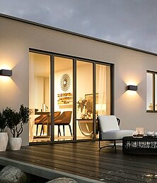 abordables -Lámpara LED de pared para exteriores, 12/24w, con sensor de movimiento, control de luz impermeable ip65, adecuada para baño, garaje, valla, terraza, patio, 110-240v