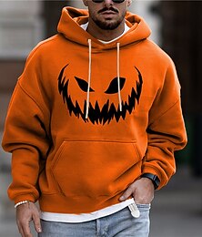 economico -Per uomo Zucca Stampe Grafiche Felpa con Cappuccio Felpe con cappuccio Felpa Quotidiano Classico Manica Lunga Con Cappuccio Halloween Ferie Uscire Nero Blu Stampato Primavera & Autunno progettista