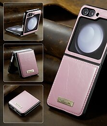 halpa -puhelin Etui Käyttötarkoitus Samsung Galaxy Z Flip 5 Z Flip 4 Takakuori Kannettava Puskurikuori Nahka Retro TPU Metalli PU-nahka