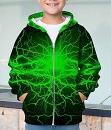 billiga -Pojkar 3D Grafisk Huvtröja Kappa Ytterkläder Långärmad 3D-tryck Höst Vinter Mode Streetwear Häftig Barn 3-12 år Utomhus Ledigt Dagligen Normal