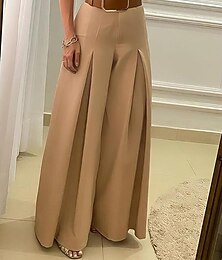 abordables -Femme pantalon large kaki pantalon pleine longueur mode streetwear extérieur bureau / carrière noir kaki s m automne hiver