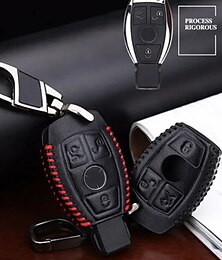 お買い得  -スターファイア車のリモートキーケースカバーレザーキーチェーンフィットメルセデスベンツ amg 3 ボタンキー