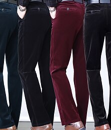 Недорогие -Муж. Костюм Вельветовые брюки Штаны Костюм Брюки Карман Полотняное плетение Комфорт Дышащий на открытом воздухе Повседневные На выход Мода На каждый день Черный Винный