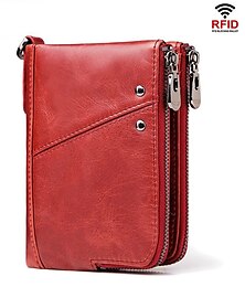halpa -varkaudenestoharja rfid nahkainen miesten lompakko monitoiminen kaksinkertainen vetoketju pystysuora lompakko pintakerros nahkainen muoti rento vaihtolaukku