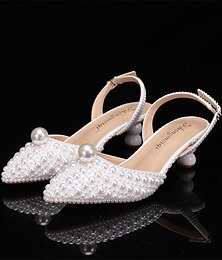 preiswerte -Damen Hochzeit Schuhe Geschenke zum Valentinstag Bling-Bling-Schuhe Handgefertigte Schuhe Party Punkt Hochzeitssandalen Brautschuhe Brautjungfernschuhe Imitationsperle Heterotypische Ferse Spitze Zehe