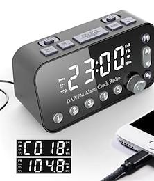 abordables -Réveil numérique, radio dab/fm, sauvegarde, double alarme, affichage sur écran géant, horloge électronique de bureau avec fonction snooze