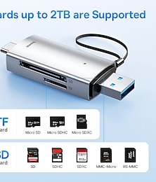 cheap -Baseus Card Reader USB C & USB3.0 to SD Micro SD TF Memory Card Device 104MB/s 2TB Smart Cardreader for Laptop Accessories