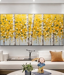 お買い得  -手作り油絵キャンバス壁アート装飾オリジナルの黄色の木のテクスチャの木が完全に家の装飾用にストレッチフレーム付き内枠絵画なし