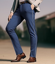 billige -Herre Bukser kinesisk Casual bukser Frontlomme Patchwork Komfort Forretning Daglig Ferie Mode Chic og moderne Blå Brun