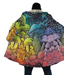 abordables -Hombre Seta Abrigo de invierno Chaqueta de lana Abrigo Templado Transpirable Cómodo Abstracto Hippie Deporte Ropa Cotidiana Noche Cremallera Bolsillo Estampado Otoño invierno Sudadera Manga Larga