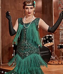 olcso -Retró Ordító 20-as évek 1920-as évek Flapper ruha Ruhák Karácsonyi party ruha A nagy Gatsby Női Flitter Rojt Farsang Esküvő Esküvői vendég Buli / Este Ruha