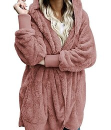 economico -Per donna Giacca in pile Giacca in sherpa Cappotto teddy Esterno Strada Giornaliero Autunno Inverno Cappotto Standard Antivento Tenere al caldo Contemporaneo Moda Felpato Giacca Manica lunga Liscio