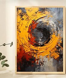 お買い得  -抽象的な明るい黄色の色のテクスチャ厚いアクリル絵画大サイズのパレットナイフ油絵キャンバス壁絵アートロールキャンバス (フレームなし)