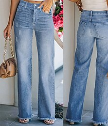 voordelige -dames moeders jeans broek broeken volledige lengte mode streetwear straat dagelijks robin’s ei blauw s m herfst winter