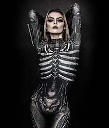 Недорогие -скелет / череп косплей костюм боди взрослые женские косплей Хэллоуин выступление вечеринка Хэллоуин Хэллоуин карнавал маскарад легкие костюмы на Хэллоуин Марди Гра