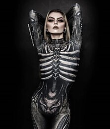 cheap -Skeleton / Skull Cosplay Costume Bodysuits Adults' Women's Cosplay Halloween Performance Party Halloween Halloween Carnival Masquerade Easy Halloween Costumes Mardi Gras