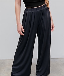 economico -pantaloni eleganti da donna a gamba larga pantaloni lunghezza intera tasca in modal microelastico vita alta moda streetwear strada quotidiano bianco / nero nero s m autunno inverno