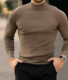 preiswerte -Herren Rollkragenpulli Pullover Zur Seite fahren Overall Gerippt Stricken Cropped Strick Glatt Rollkragen Modisch warm halten Freizeitskleidung Urlaub Bekleidung Herbst Winter Schwarz Braun S M L