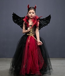 levne -Čerodějnice Zlý Čert Valpuržina noc Šaty Cosplay kostým Sukénka Dětské Dívčí cosplay Výkon Párty předvečer Všech svatých Karneval Plesová maškaráda Mardi Gras Jednoduchý karnevalový kostým