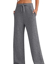 cheap -Women's Sweatpants Wide Leg Pants Trousers Plain Full Length Micro-elastic Mid Waist Active Streetwear Outdoor Street Light Gray Dark-Gray S M Fall Winter