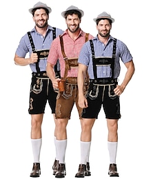 economico -Oktoberfest Lederhosen Camicia Bavarese Bavarese Tedesco Prati Per uomo Panno in stile tradizionale Blusa Shorts Cappello