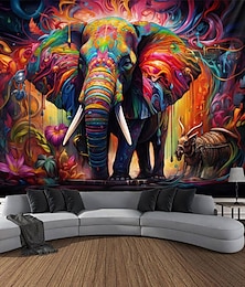 voordelige -schilderij kleurrijke olifant boho hangend tapijt kunst aan de muur groot tapijt muurschildering decor foto achtergrond deken gordijn thuis slaapkamer woonkamer decoratie