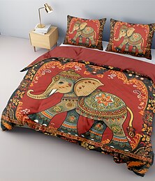 economico -set copripiumino elefante colorato in cotone set biancheria da letto in cotone set da 2 pezzi set da 3 pezzi leggero morbido e corto in peluche stile nativo americano arte popolare copripiumino re