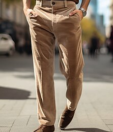 economico -Per uomo pantaloni della tuta Pantaloni di velluto a coste Pantaloni Pantaloni da completo Tasche Liscio Comfort Traspirante Esterno Giornaliero Per uscire Di tendenza Informale Nero Cachi
