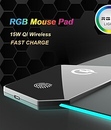 economico -Tappetino per mouse da ufficio multifunzionale in gomma impermeabile multifunzionale di alta qualità da 15 W ed RGB da 4 mm con caricabatterie wireless