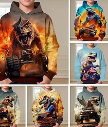 cheap -Boys 3D Dinosaur Hoodie Pullover Long Sleeve 3D Print Fall Winter Fashion Streetwear Cool Polyester Kids 3-12 Years Outdoor Casual Daily Regular Fit