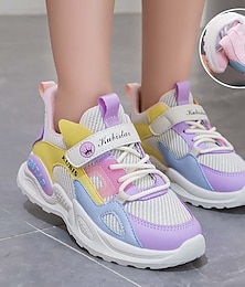 billige -Boys Girls' Sneakers Daily Casual Breathable Mesh PU Noctilucent Non-slipping Big Kids(7years +) Little Kids(4-7ys) School Walking White Pink Purple Summer Spring Fall