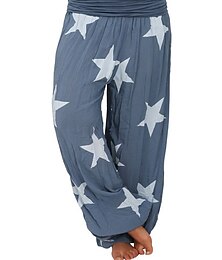 economico -Per donna Chino Pantaloncini Pantaloni stile harem Di tendenza Streetwear Lunghezza intera Vita normale Stella cascante Stampe Comfort Traspirabilità Morbido Media elasticità Da mare Strada