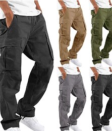 abordables -Homme Pantalon Cargo Pantalon cargo Pantalon Cordon Taille elastique Multi poche Plein Confort Respirable Casual du quotidien Mode Vêtement de rue Noir Vert Claire
