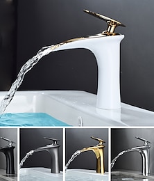 abordables -Robinet lavabo - Jet pluie Plaqué / Finitions Peintes Set de centre Mitigeur un trouBath Taps