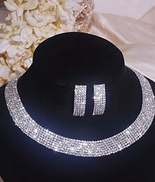 cheap -Bridal Jewelry Sets 1 set Rhinestone 1 Necklace Earrings Women's Fashion Personalized Simple Classic Precious Geometric Jewelry Set For Wedding Anniversary Wedding Guest