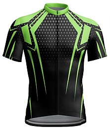 voordelige -Voor heren Wielrenshirt Korte mouw Fietsen Shirt Kleding Bovenlichaam met 3 achterzakken Bergracen Wegwielrennen Ademend Sneldrogend Vochtregelerend Reflecterende strips Geel Blauw Oranje Meetkundig