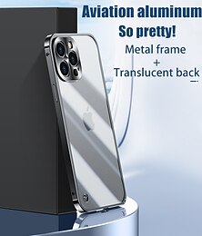 お買い得  -電話 ケース 用途 iPhone 16 15 14 Pro Max Plus バックカバー バンパーフレーム スリムケース 取り外し可 ミラー クリア レトロ風 アクリル メタル