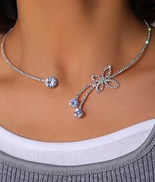 cheap -Choker Necklace Rhinestones Women's Fashion Simple Elegant Classic Butterfly Circle Necklace For Wedding Anniversary Wedding Guest