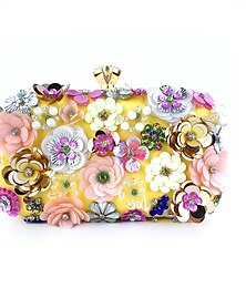 cheap -Women's Evening Bag Clutch Bags Polyester Party Party / Evening Bridal Shower Flower Floral Print Rainbow Black Yellow