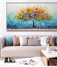 voordelige -met de hand gemaakt olieverfschilderij canvas kunst aan de muur decoratie moderne woonkamer bank achtergrond muur geldboom voor huisdecoratie gerold frameloos niet-uitgerekt schilderij