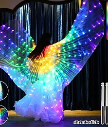 economico -led farfalla ali luminose danza illuminazione colorata fosforescente mantello spettacolo costumi con telescopico festa festival carnevale decorazione prop
