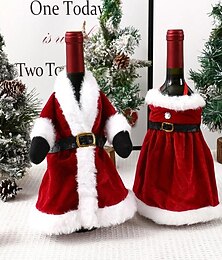 ieftine -decor pentru vin de Crăciun pungă creativă de vin roșu, rochie de Crăciun capac pentru sticla de vin, fusta de Crăciun decor sticla de vin, husă pentru vin roșu de Crăciun